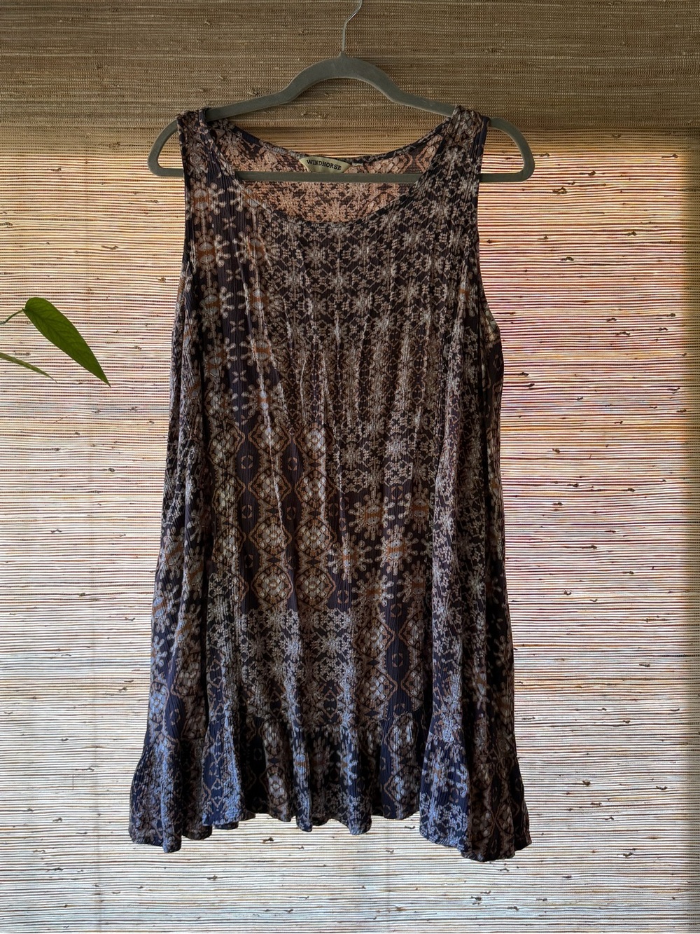 Windhorse L/XL Sleeveless Boho Printed Swing Tunic